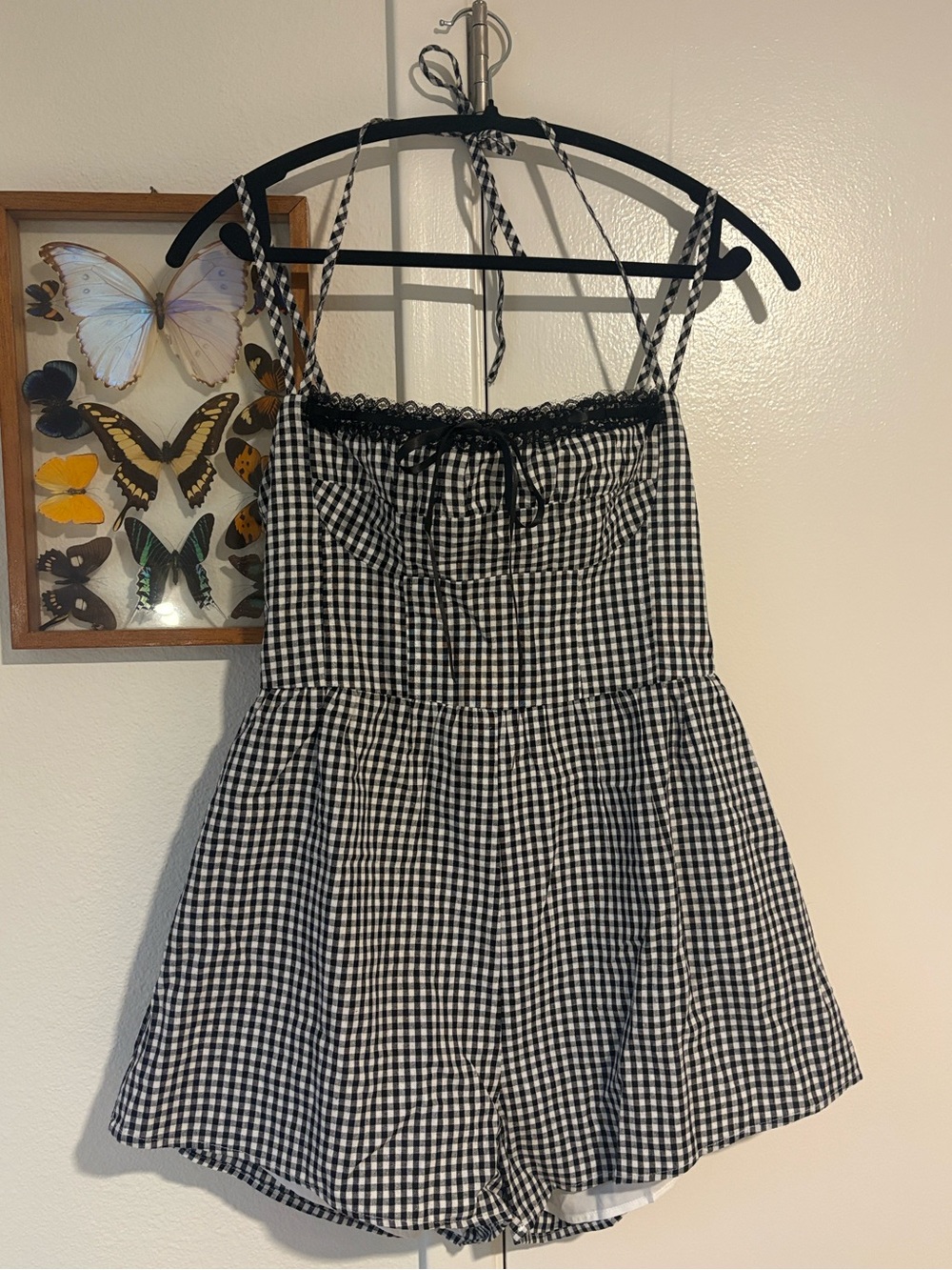 PRINCESS POLLY Trynia Gingham Cotton Romper